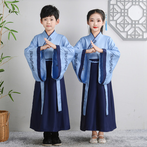 汉服男童国学服中国风古装书童服装三字经弟子规儿童演出服小学生