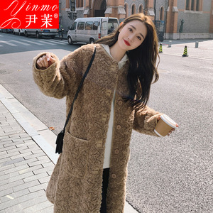韩国chic冬季慵懒风羊羔毛外套女2022新款加厚中长款皮毛一体大衣