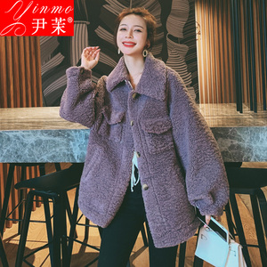 中长款休闲羊羔毛外套女2023冬季韩版chic宽松减龄颗粒绒加厚棉衣