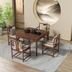 实木餐桌椅组合八仙桌正方形掼蛋专用桌新中式方桌饭桌茶馆棋牌桌