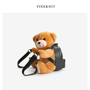 FINEKNIT可爱毛绒小熊背包时尚个性双肩包包2023新款潮女生玩偶包