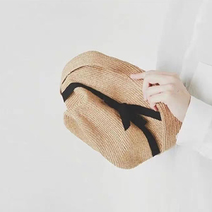 简约秀美凹造型日本高端马尼拉麻防晒抗UV紫外线系带草帽遮阳帽女