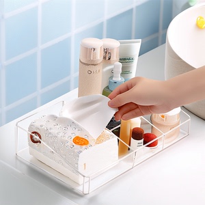 装化妆品收纳盒箱透明塑料韩欧式家用简约整理盒梳妆台桌面化妆盒