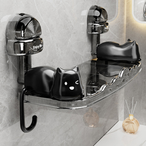 猫咪吸盘置物架免打孔壁挂式家用卫生间浴室厨房调料收纳强力承重
