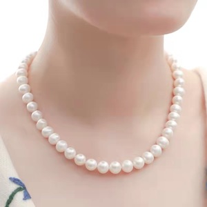 正品天然淡水珍珠项链白色强光近圆形锁骨链女节日送妈妈婆婆长款