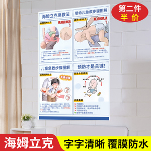 海姆立克急救法挂图片宝宝婴儿呛奶知识海报冰箱贴纸家用预防流程