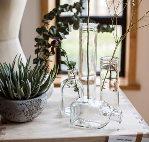 掬涵小型玻璃器皿小花瓶花器透明干花插花小号水培客厅装饰摆件