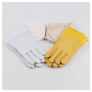 养蜂手套羊皮镂空透气柔软加厚网孔夏季帆布防蜂蛰手套罩蜜蜂工具