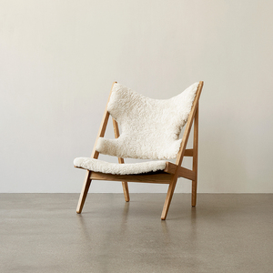 MENU Knitting Chair系列羊毛皮革坐垫靠背实木休闲椅单椅