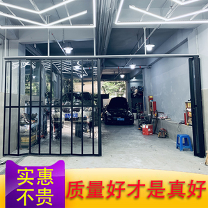 铝合金折叠门洗车店水晶门汽车美容房间推拉防尘保温商场店铺隔断