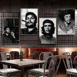 切格瓦拉复古海报雪茄吧挂画黑白革命人物肖像画像酒吧装饰画墙画