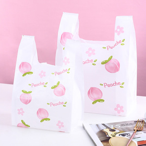 白桃打包袋装衣服外卖食品烘焙塑料袋可爱创意手提礼品袋背心袋子