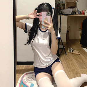 日系休闲运动套装女夏季短袖短裤学生啦啦队韩版跑步体操服两件套