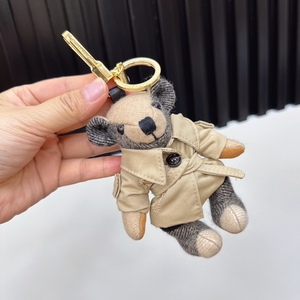 B家小熊挂件羊绒格子泰迪熊蝴蝶结风衣熊汽车钥匙扣礼品包包挂件