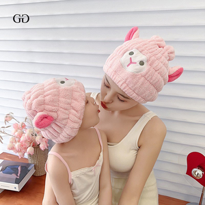 韩国卡通小羊干发帽亲子款儿童女孩超强吸水速干包头擦头毛巾浴帽