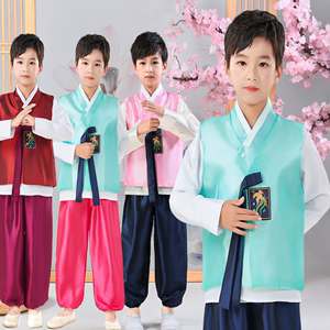 新款朝鲜族舞蹈服装儿童韩服学生民族舞台服男童演出服幼儿旅拍服