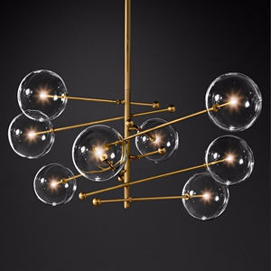 美式玻璃球简约创意北欧后现代客厅餐厅样板房魔豆几何线条吊灯