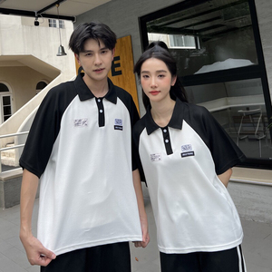 高中生学院风班服套装夏季韩版运动黑白短袖T恤初中学生毕业校服