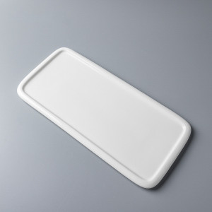 纯白陶瓷平盘欧式面包盘寿司盘甜品盘商用长方形蛋糕盘托盘刺身盘