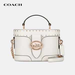 【官方授权】COACH/蔻驰女包铆钉斜挎包皮质通勤大容量单肩盒子包