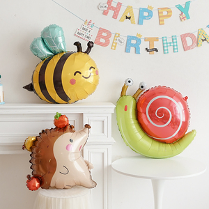 儿童生日派对装饰布置可爱卡通动物周岁满月百天男孩女孩铝膜气球