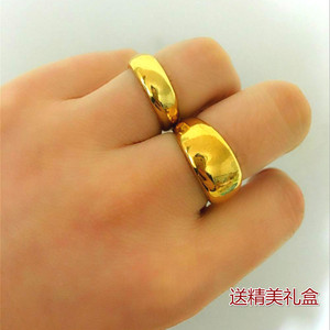 越南沙金戒指不褪色24K情侣对戒镀金男女仿真假欧币黄金结婚戒指