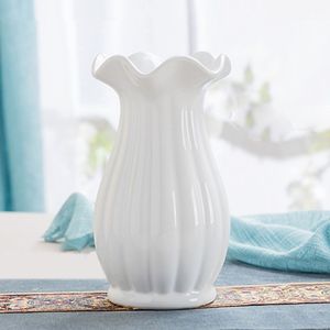 田园陶瓷花瓶欧式简约蓝色白色办公桌精品居家插花摆件工艺品包邮
