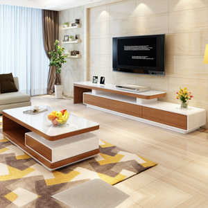 北欧风格简约现代小户型客厅钢化玻璃茶几桌子电视柜组合家具套装