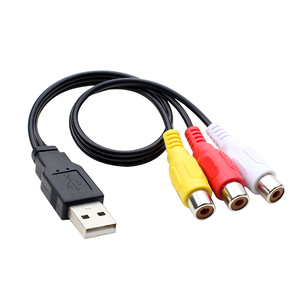 USB转3RCA母线 AV音频线 公对母 USB转三莲花线一分三一公三母线