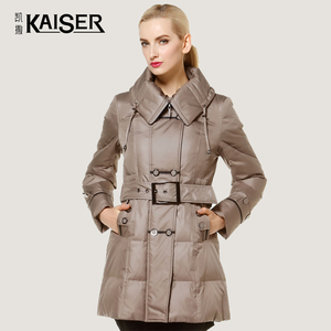 KAISER凯撒  女装1折 冬 厚重 中长款修身保暖羽绒服长袖外套