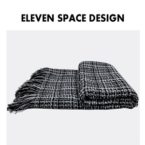 样板间现代简约搭毯轻奢沙发格子床尾搭设计师软装床旗盖毯子搭巾