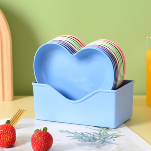 家用餐桌创意碟子零食收纳盘子吐骨碟塑料水果盘爱心形状耐摔盘子