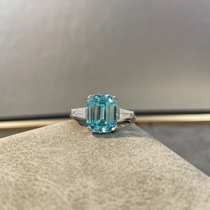 培育高碳钻海蓝宝s925纯银戒指女轻奢时尚新款指环不掉色珠宝饰品