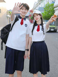 初中生班服韩版学院风夏季小学高中运动会短袖定制校服套装毕业照