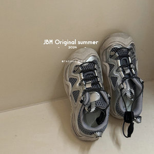 JBM新款儿童运动鞋单网小白鞋暴走鞋夏季男女童免系带轻便跑步鞋