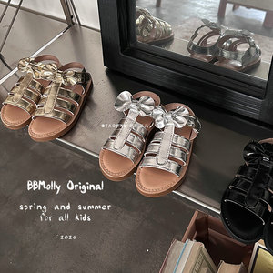 儿童夏季凉鞋2024新款韩国版女童公主鞋软底露趾女孩宝宝沙滩鞋子