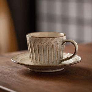 日本进口复古咖啡杯日式粗陶侘寂风下午茶茶杯套装卡布奇诺咖啡杯