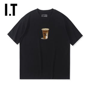 香港潮牌夏季短袖t恤男美式咖啡印花纯棉休闲体恤潮流ins新款上衣