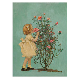 玫瑰女孩复古艺术装饰画玄关挂画欧式自粘贴画油画布打印画芯海报