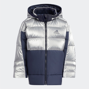 正品Adidas/阿迪达斯小童冬季保暖防风连帽运动休闲羽绒服 H40338