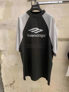 Balenciaga/巴黎世家 新款3B字母 拼接拼色 黑色灰色 短袖T恤