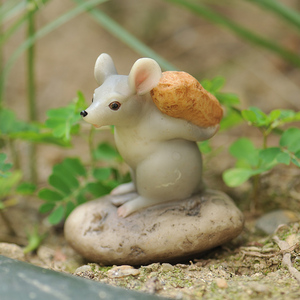 迷你老鼠小摆件创意可爱动物树脂花盆布置造景花园庭院装饰微景观