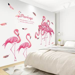 高档火烈鸟墙贴装饰创意个性客厅3d立体卧室房间墙面墙上贴纸自粘