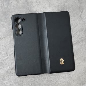 适用三真Galaxy Z Fold5手机壳皮覆盖皮套官方原厂同款材质高档黑色三星Z Fold5心系天下保护套皮革限量版