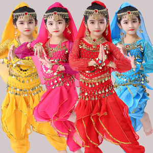 儿童印度舞演出服女童肚皮舞六一幼儿园天竺少女长袖民族舞蹈服装