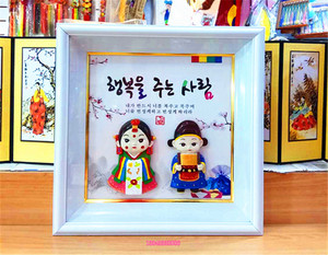 韩国民俗假面情侣婚庆相框装饰画墙贴创意工艺品烤肉店挂件婚庆