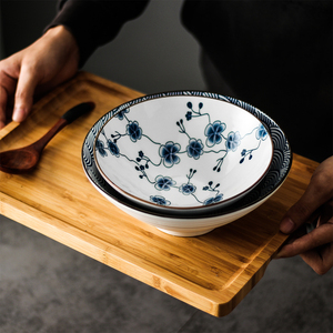 日式陶瓷创意斗笠碗复古手绘拉面碗大饭碗螺蛳粉碗餐厅商用泡面碗