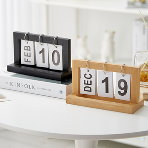 北欧ins风小日历摆件桌面日期牌个性创意数字原木书房装饰品木头