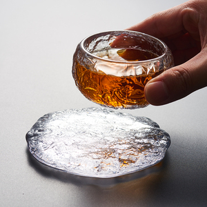 水晶茶杯垫日式加厚玻璃耐热杯托家用餐垫咖啡杯子水杯复古ins风