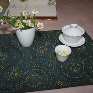 草木深『茶山里』手织布手工刺绣茶席茶垫餐垫